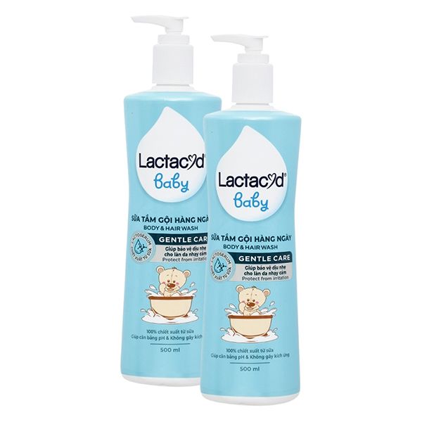 Combo 2 sữa tắm & gội 2in1 cho bé Lactacyd Gentle Care hương dịu nhẹ 500ml