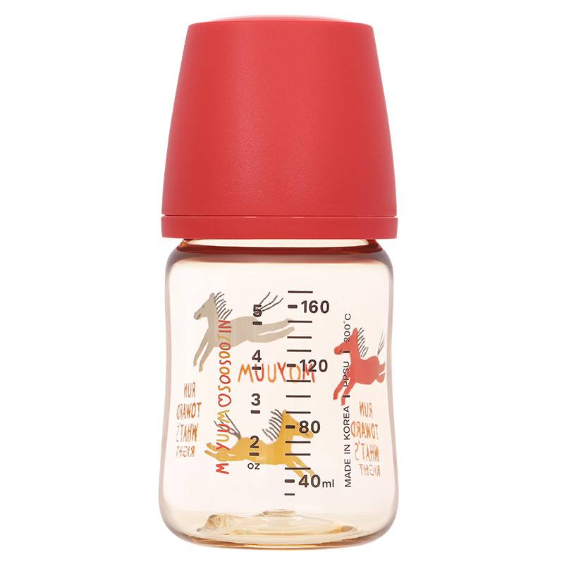 Bình sữa nhựa PPSU Moyuum All In One Bottle cổ rộng 170ml - Ngựa đỏ