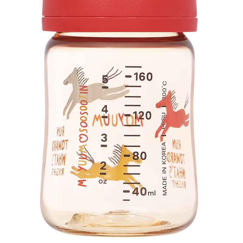 Bình sữa nhựa PPSU Moyuum All In One Bottle cổ rộng 170ml - Ngựa đỏ