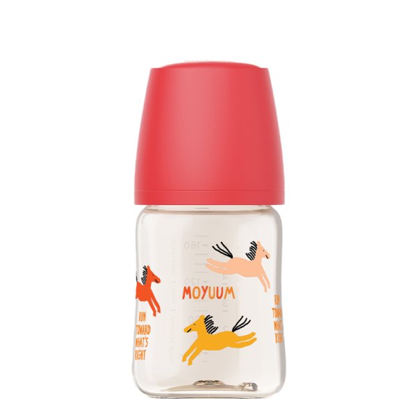 Bình sữa nhựa PPSU Moyuum All In One Bottle cổ rộng 170ml - Ngựa đỏ