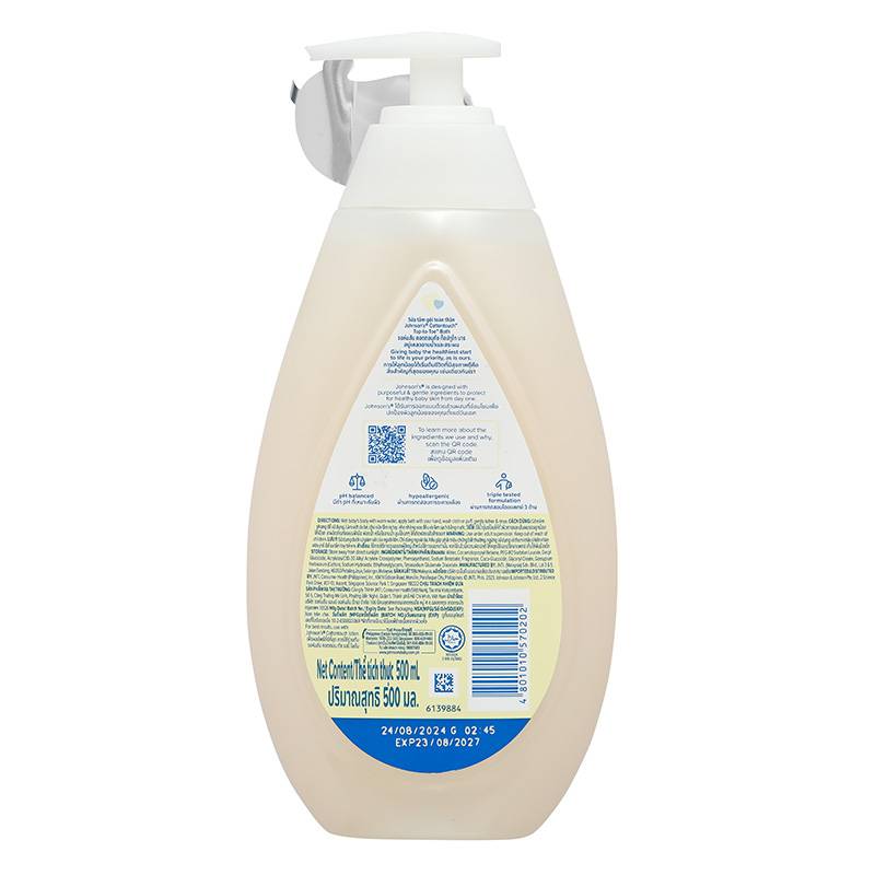 Sữa tắm & gội 2in1 cho bé Johnson's Baby Cotton Touch hương dịu nhẹ 500ml