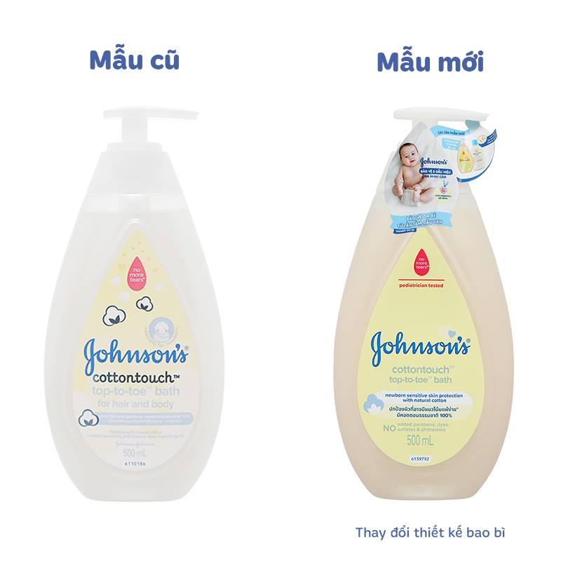 Sữa tắm & gội 2in1 cho bé Johnson's Baby Cotton Touch hương dịu nhẹ 500ml