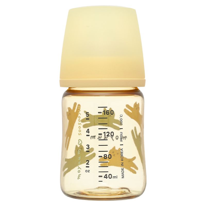 Bình sữa nhựa PPSU Moyuum thế hệ 3 cổ rộng 170ml - Mèo vàng