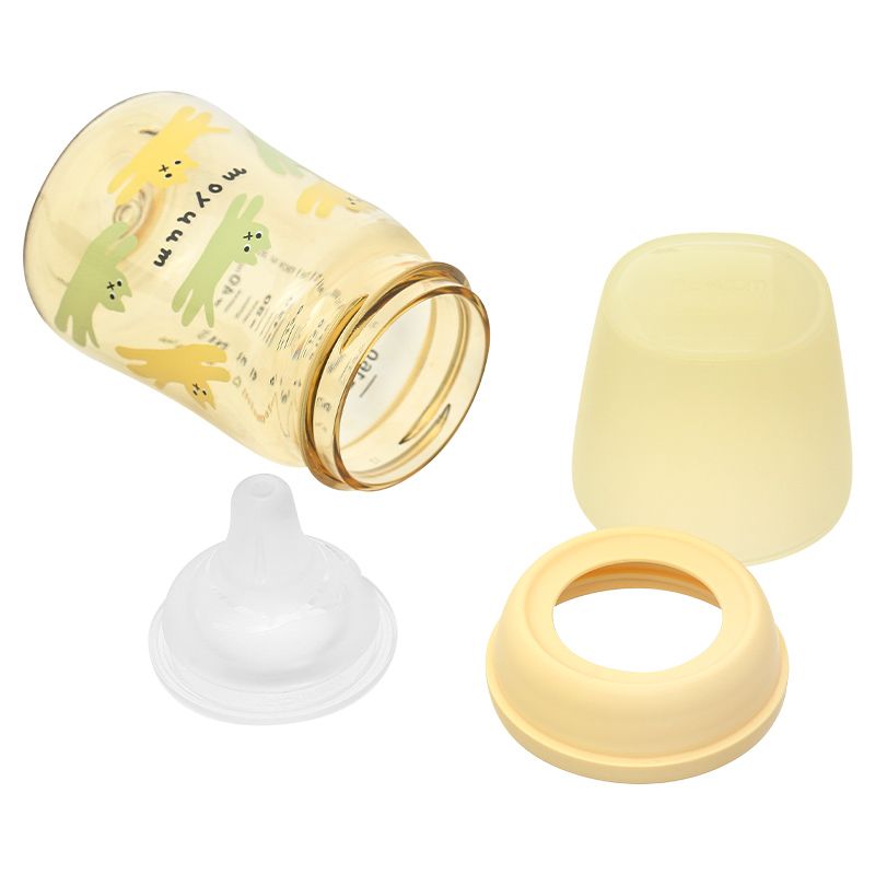 Bình sữa nhựa PPSU Moyuum thế hệ 3 cổ rộng 170ml - Mèo vàng