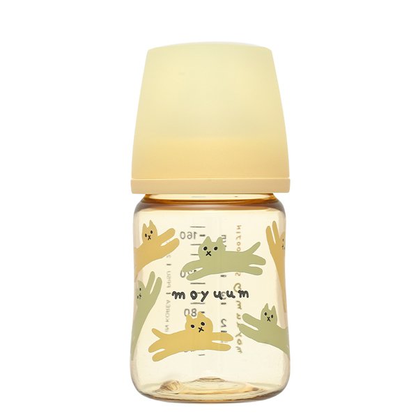 Bình sữa nhựa PPSU Moyuum thế hệ 3 cổ rộng 170ml - Mèo vàng