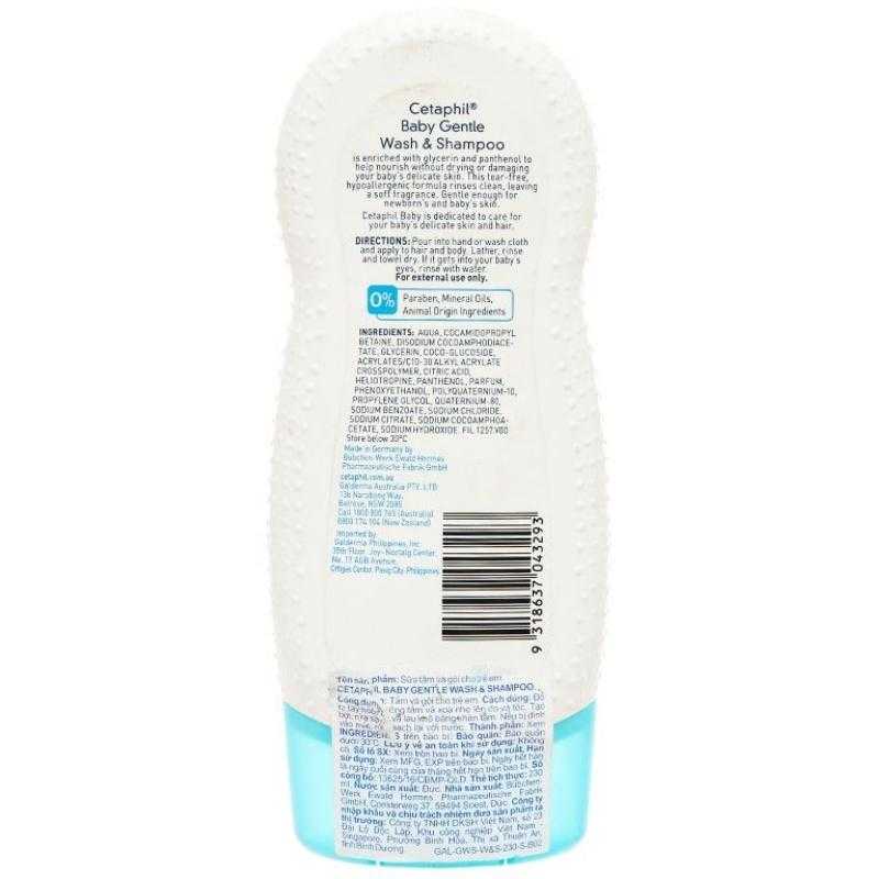 Sữa tắm & gội 2in1 cho bé Cetaphil Baby Gentle hương dịu nhẹ 230ml