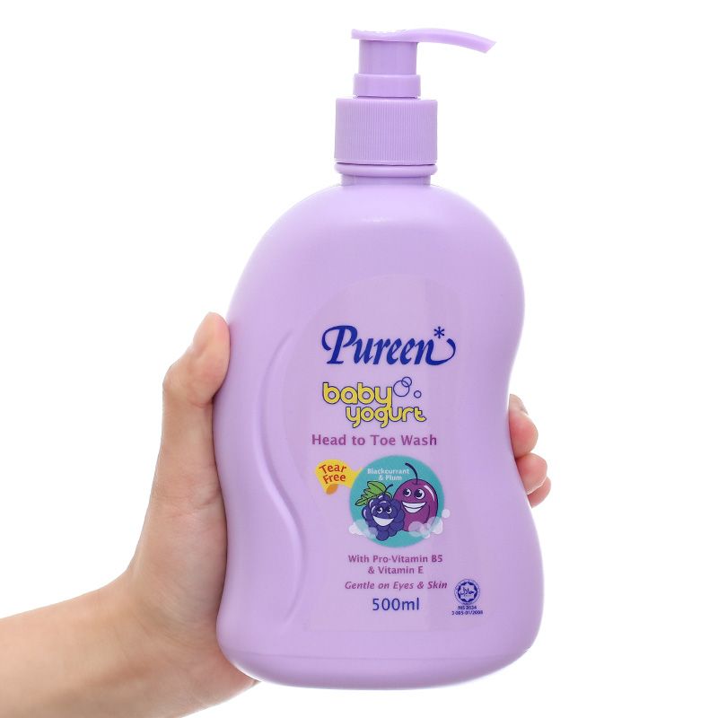 Sữa tắm & gội 2in1 cho bé Pureen tinh chất sữa chua hương nho đen và mận 500ml