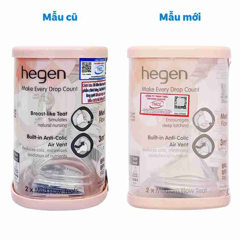 Bộ 2 núm ti Hegen cổ rộng size M (3-6 tháng)