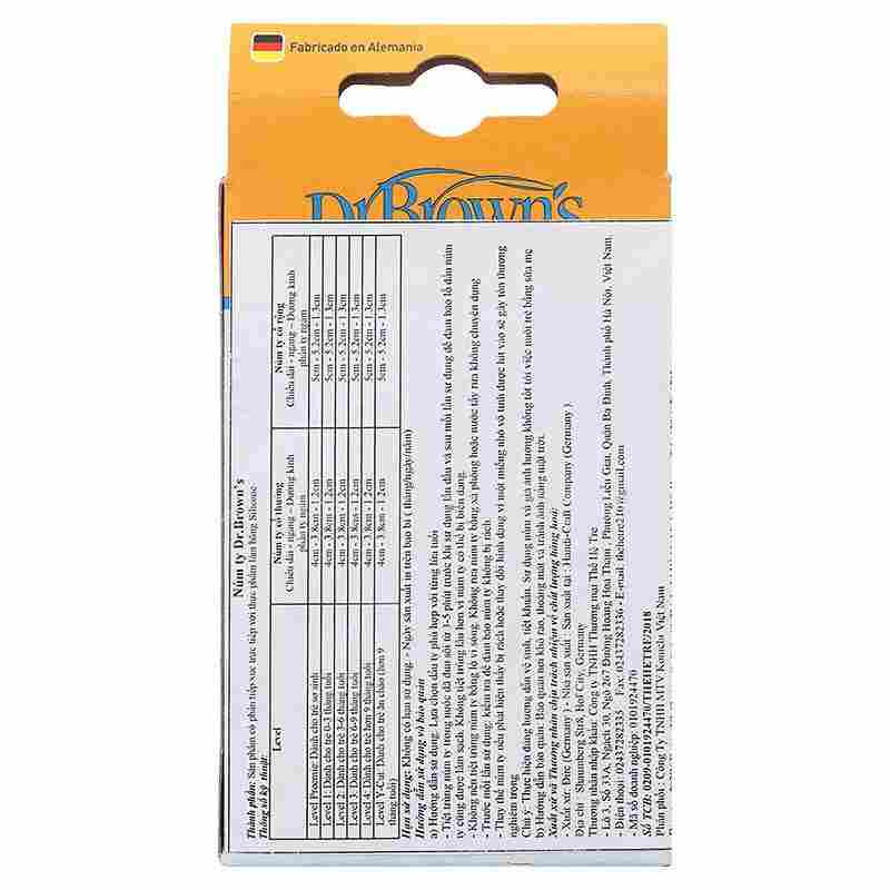 Bộ 2 núm ti Dr.Brown's cổ rộng size 3 (6-9 tháng)
