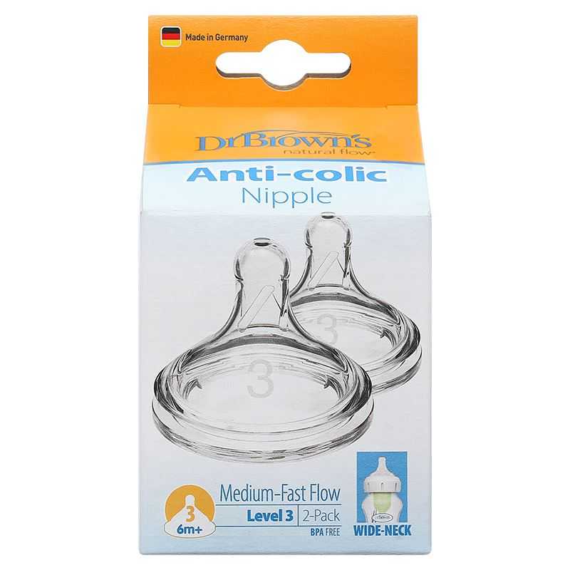 Bộ 2 núm ti Dr.Brown's cổ rộng size 3 (6-9 tháng)