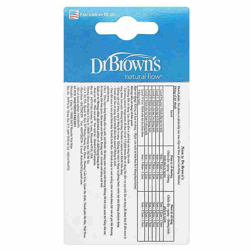 Bộ 2 núm ti Dr.Brown's cổ hẹp size 3 (6-9 tháng)