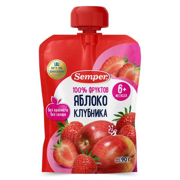 Trái cây nghiền Semper táo, dâu 90g