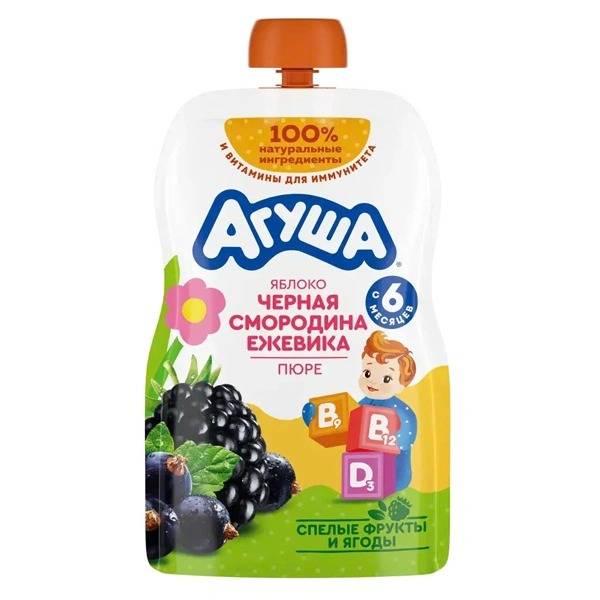 Trái cây nghiền Agusha táo, nho đen, dâu đen 80g