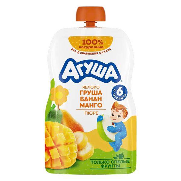 Trái cây nghiền Agusha táo, lê, chuối, xoài 90g