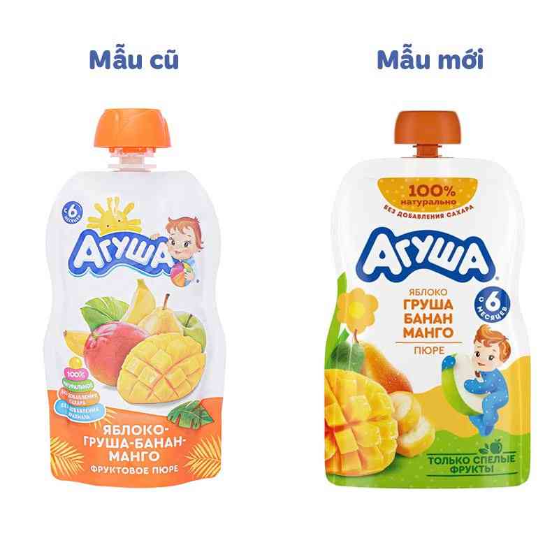 Trái cây nghiền Agusha táo, lê, chuối, xoài 90g