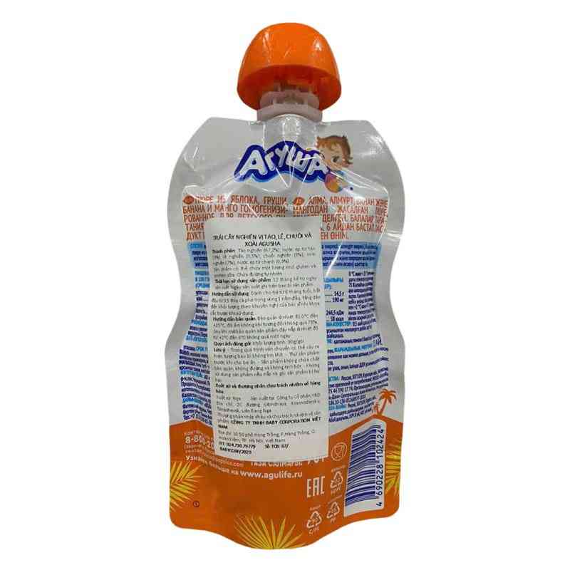 Trái cây nghiền Agusha táo, lê, chuối, xoài 90g