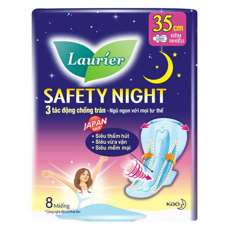 Băng Vệ Sinh Laurier Safety Night Ban Đêm 35cm 8 Miếng