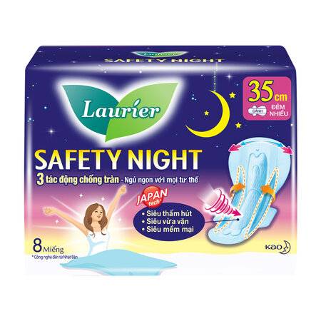 Băng Vệ Sinh Laurier Safety Night Ban Đêm 35cm 8 Miếng