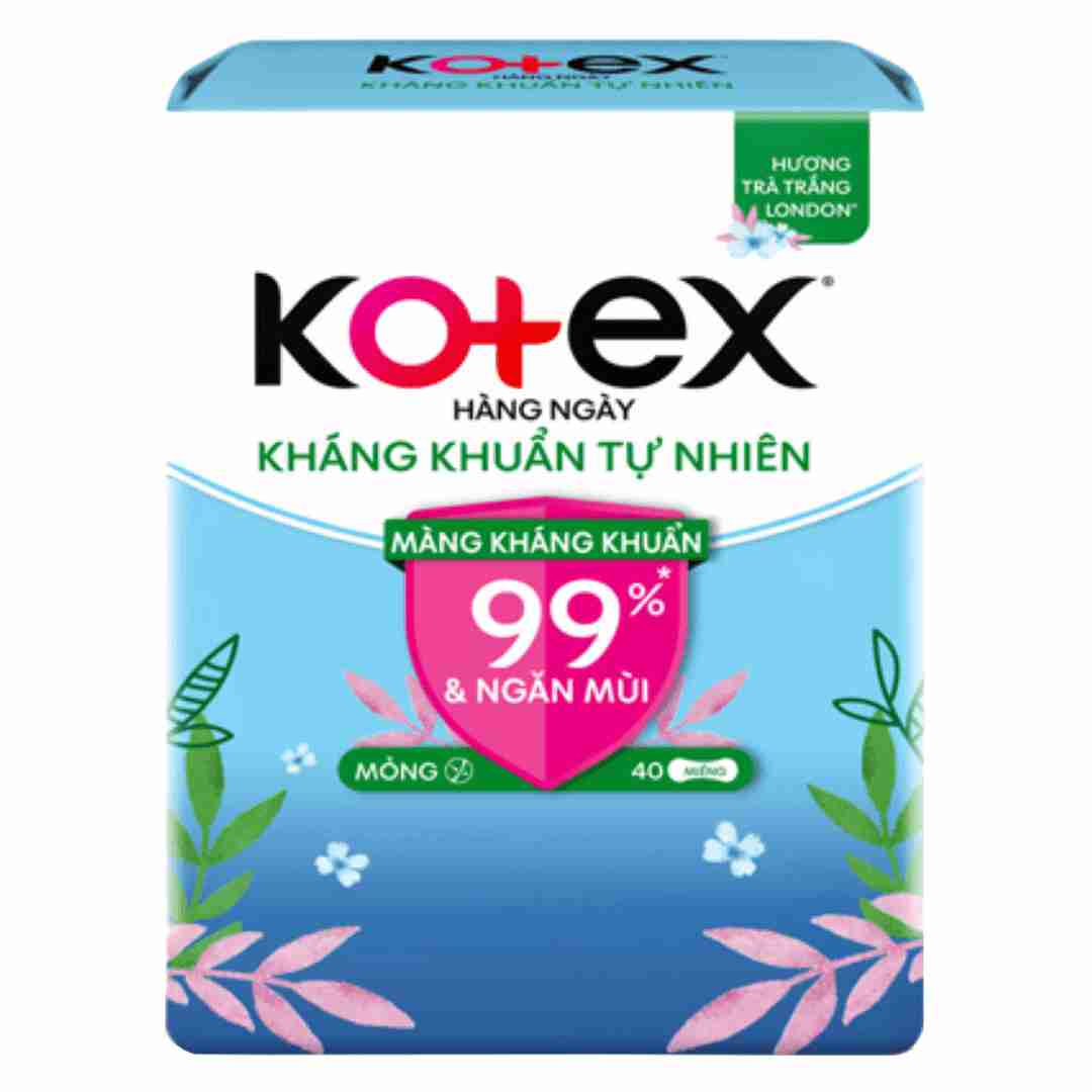 Băng Vệ Sinh Kotex Hàng Ngày Kháng Khuẩn Mỏng 40 Miếng