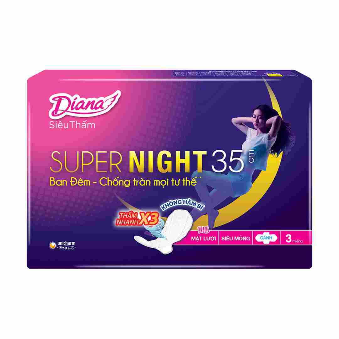 Băng Vệ Sinh Diana Siêu Thấm Supernight 35cm 3 Miếng