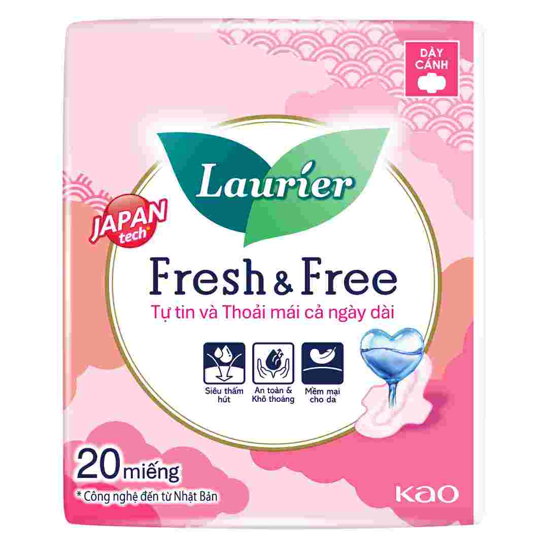 Băng Vệ Sinh Laurier Fresh&Free Dày Cánh 22cm 20 Miếng