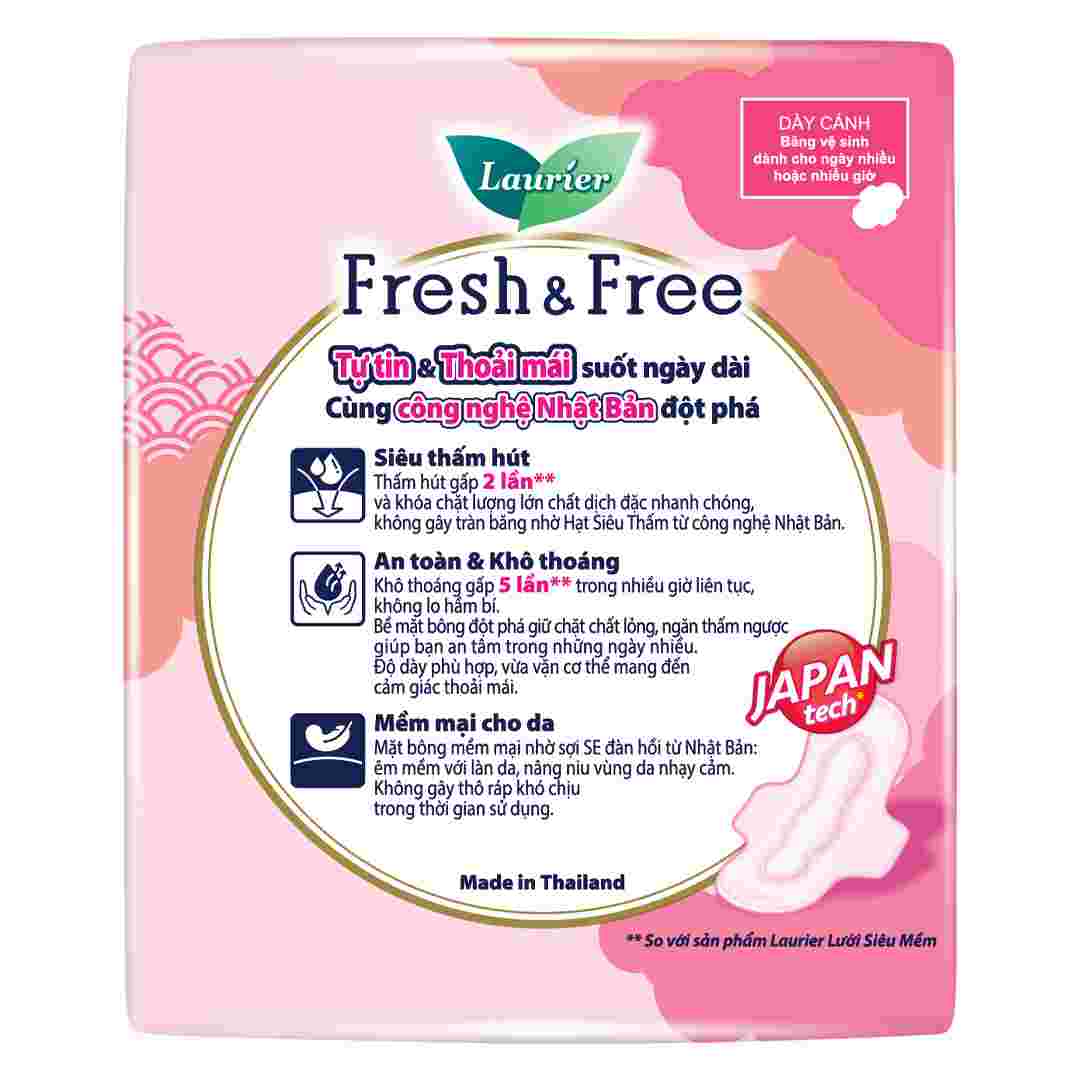 Băng Vệ Sinh Laurier Fresh&Free Dày Cánh 22cm 20 Miếng