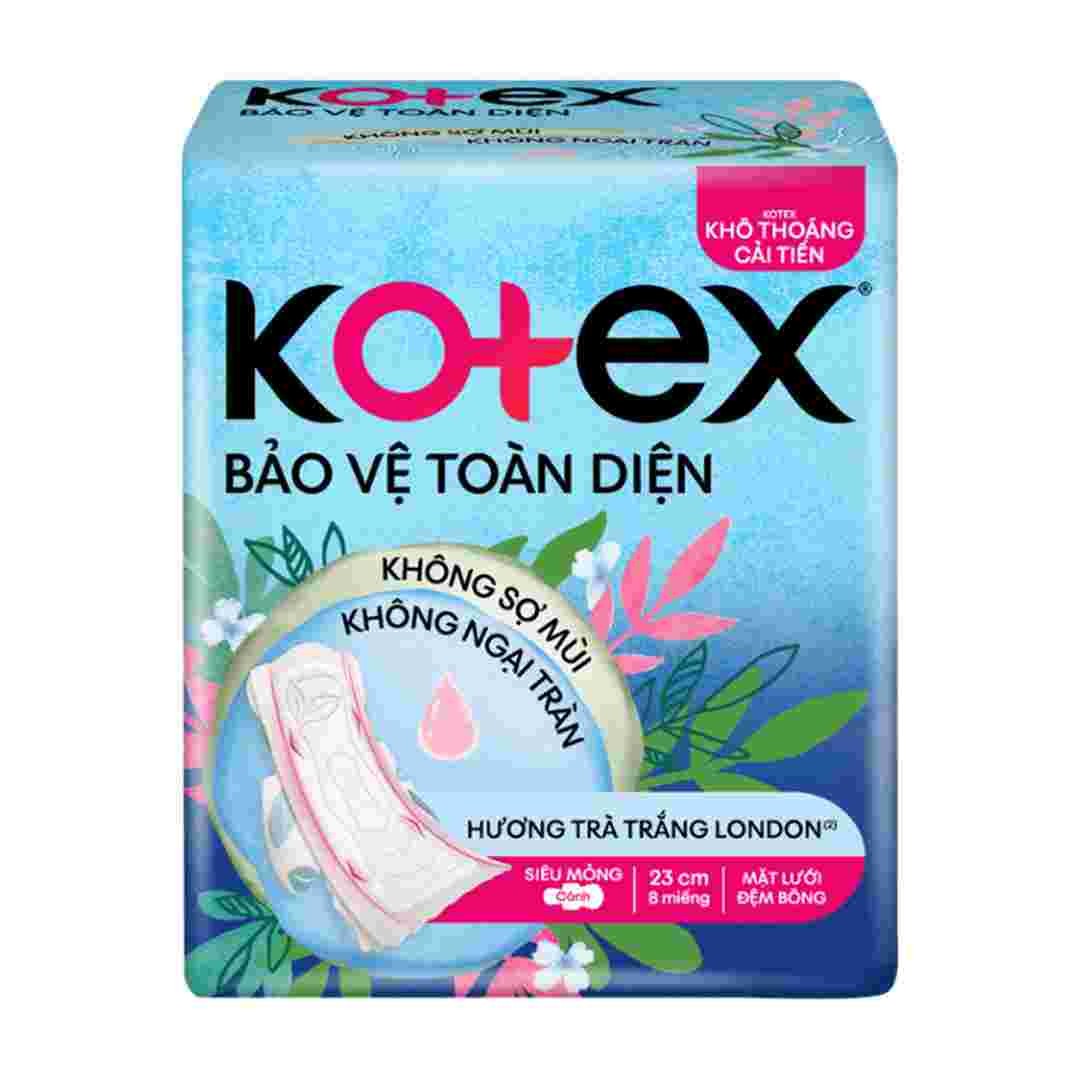 Băng Vệ Sinh Kotex Bảo Vệ Toàn Diện Siêu Mỏng Cánh 23cm 8 Miếng