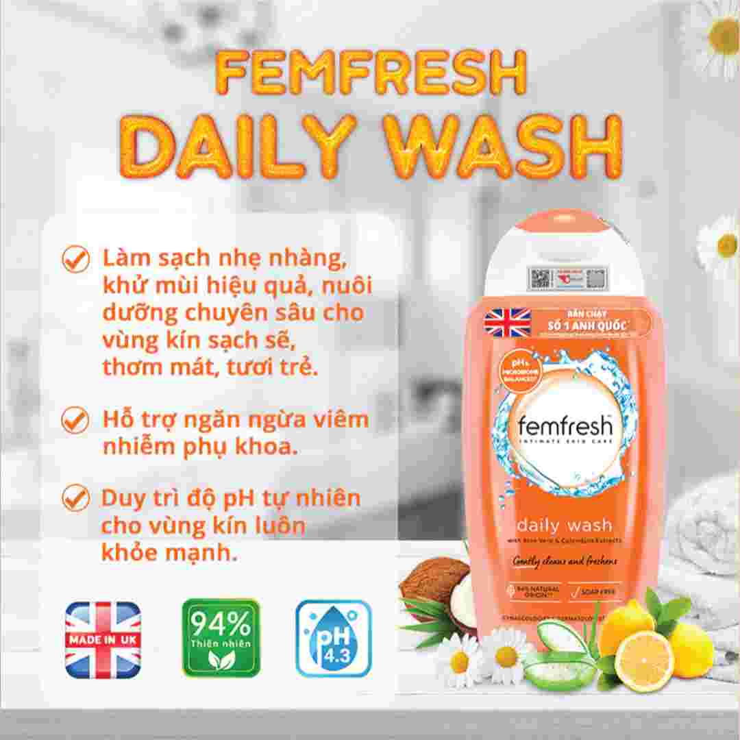 Dung Dịch Vệ Sinh Phụ Nữ Femfresh Cao Cấp Hằng Ngày 250ml