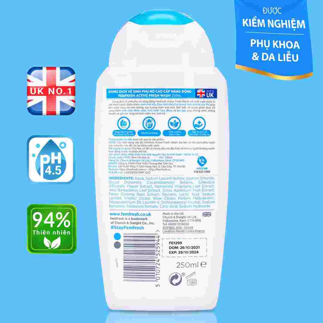 Dung Dịch Vệ Sinh Phụ Nữ Femfresh Cao Cấp Năng Động 250ml