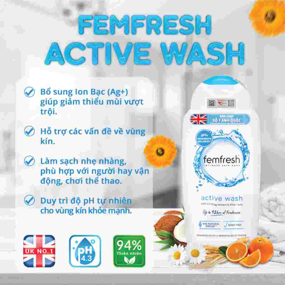 Dung Dịch Vệ Sinh Phụ Nữ Femfresh Cao Cấp Năng Động 250ml