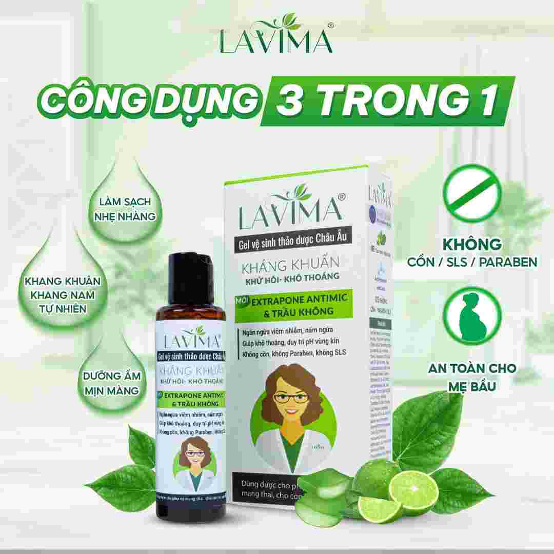 Gel Rửa Phụ Khoa Lavima Kháng Khuẩn Thảo Dược Châu Âu 88g