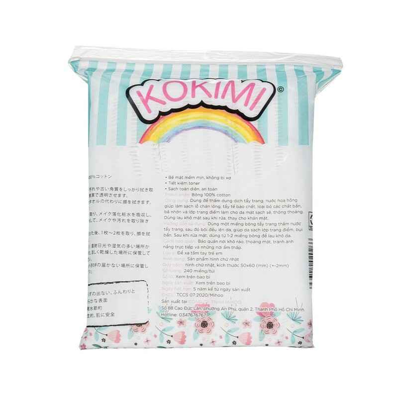 Bông Tẩy Trang Mihoo Kokimi Bông Vuông Túi 240 Miếng