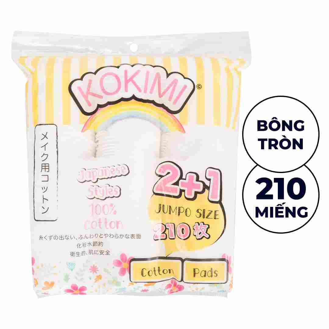 Bông Tẩy Trang Mihoo Kokimi Bông Tròn Túi 210 Miếng