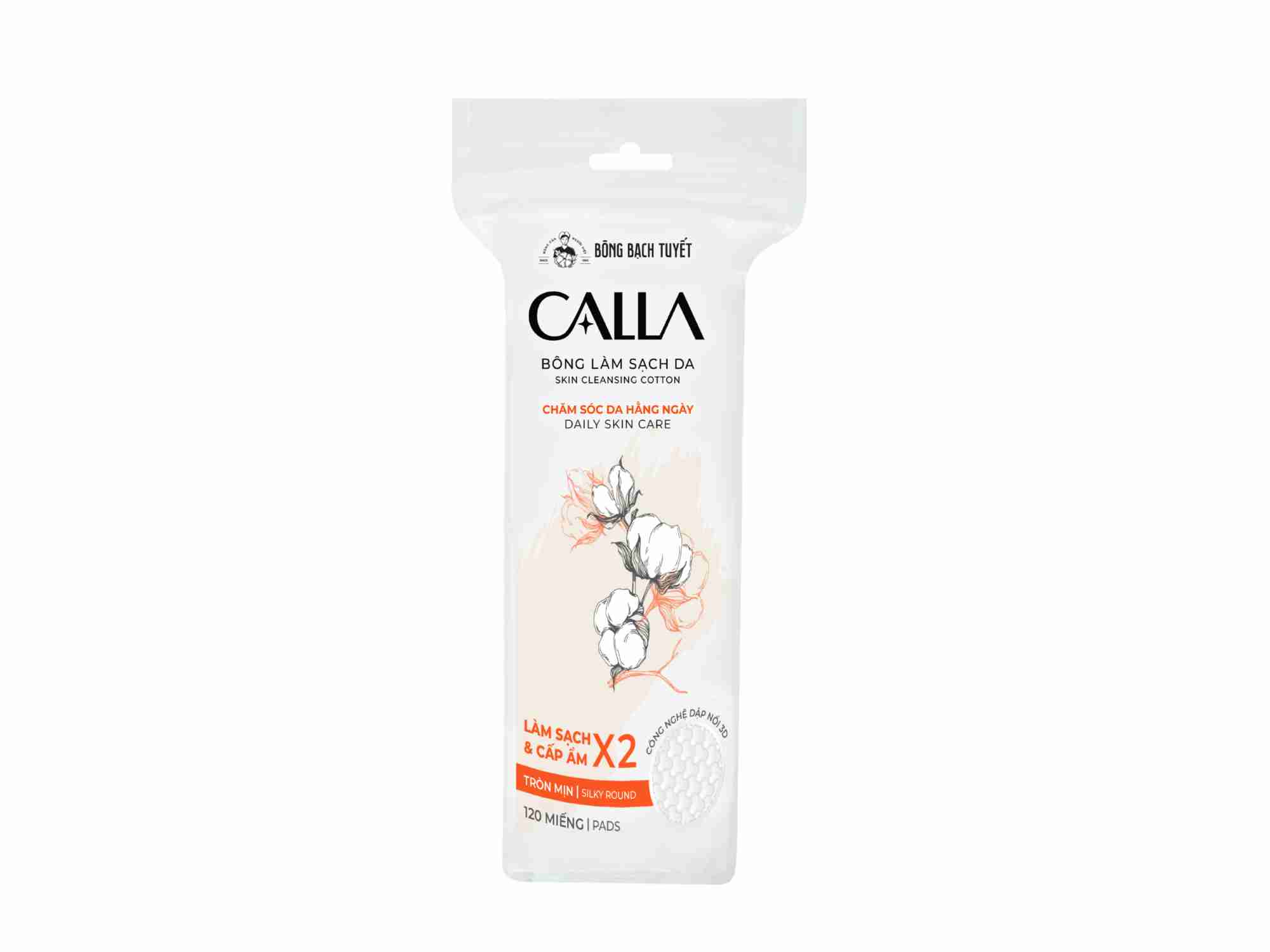 Bông Tẩy Trang Bông Bạch Tuyết Calla Tròn 3D 120 Miếng