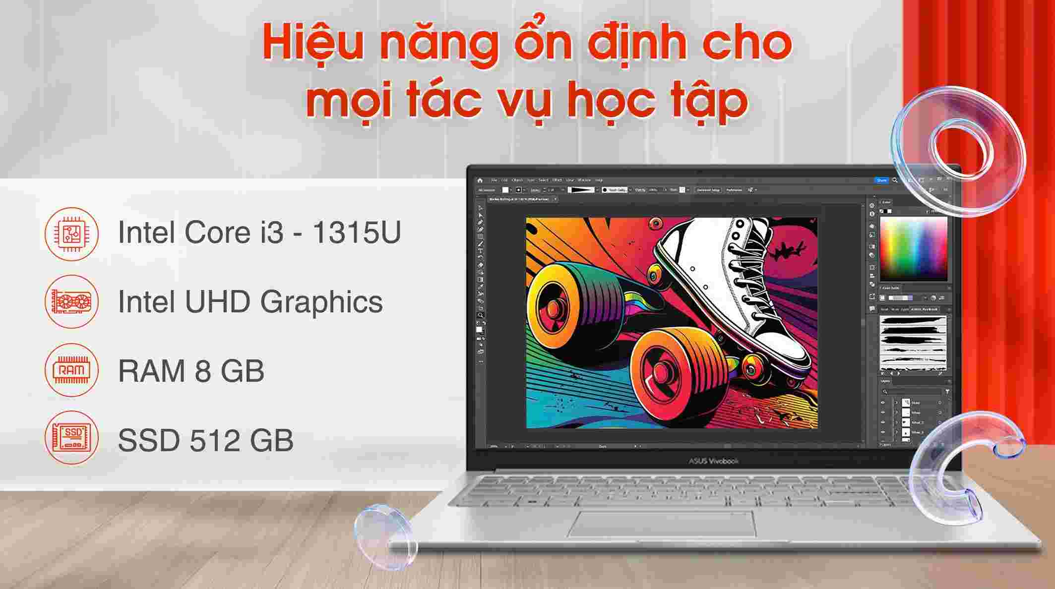 Laptop Asus Vivobook 15 X1504VA NJ1634W (i3 1315U, 8GB, 512GB)