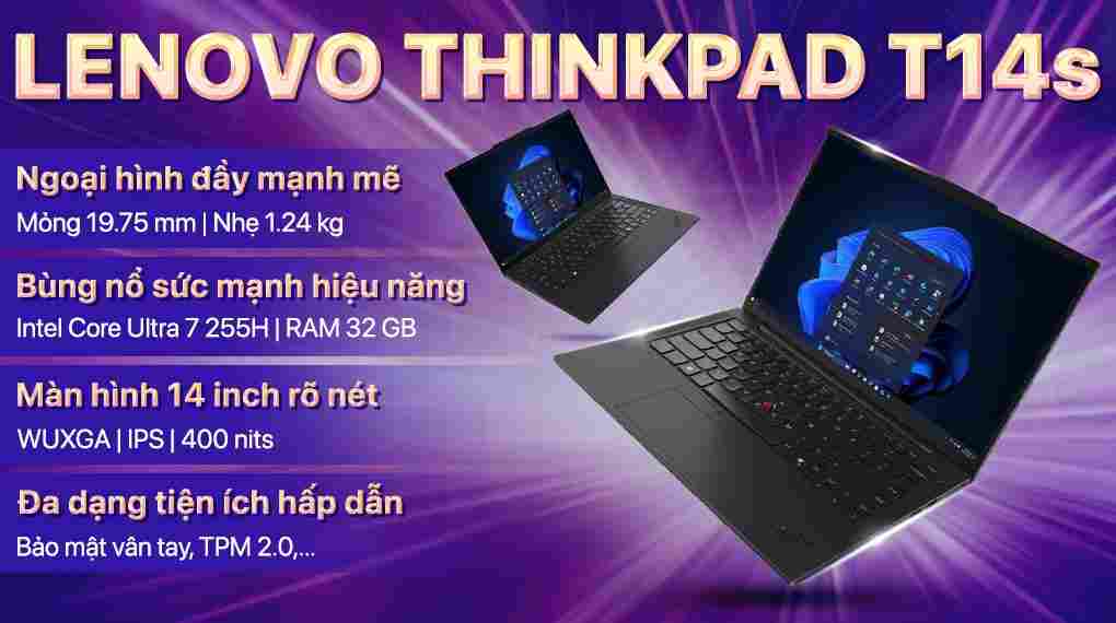 Laptop Lenovo ThinkPad T14s Gen 6 21R1000AVN (Ultra 7 255H, 32GB, 512GB)