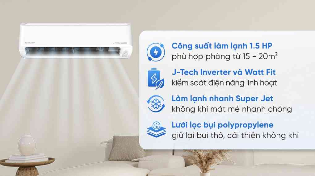 Máy lạnh Sharp Inverter 1.5 HP AH-X13DEW