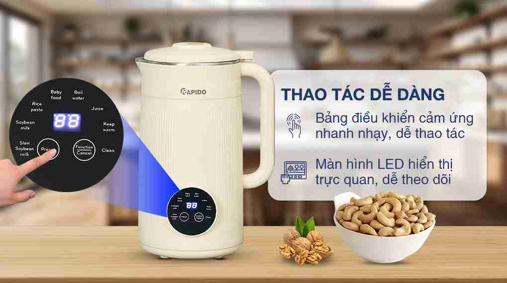 Máy làm sữa hạt đa năng Rapido RHB-800DM