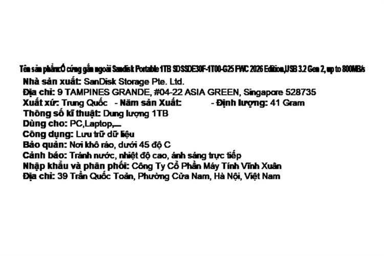 Ổ cứng SSD 1TB Sandisk Portable SDSSDE30F FIFA World Cup 2026 Edition