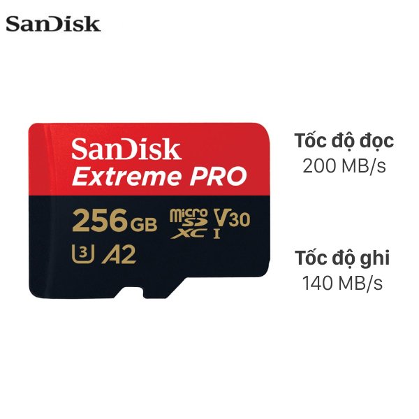 Thẻ nhớ SanDisk Extreme Pro microSDXC 256GB Class 10 U3