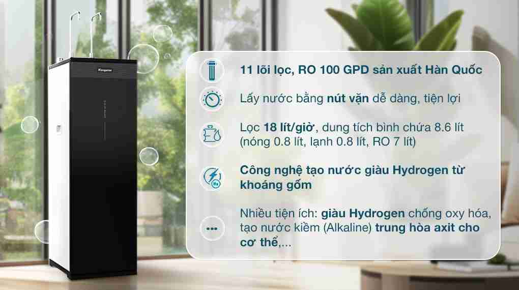 Máy lọc nước RO nóng nguội lạnh Hydrogen Kangaroo KG11A2 11 lõi