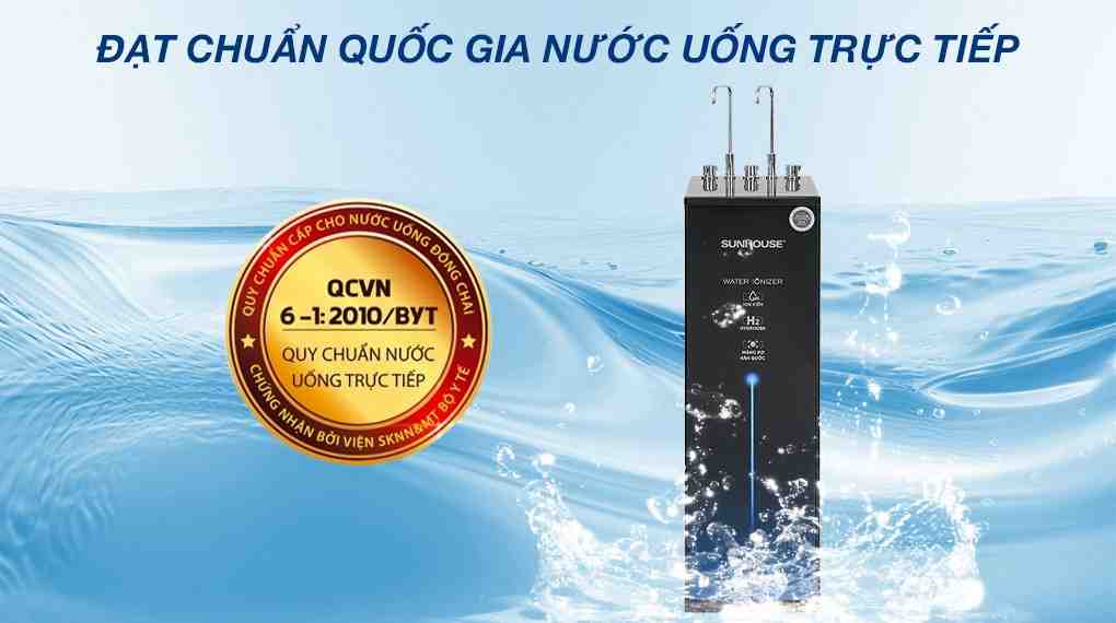 Máy lọc nước RO nóng nguội lạnh Hydrogen ion kiềm Sunhouse SHA76258LA 12 lõi
