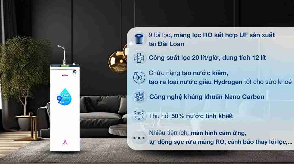 Máy lọc nước RO nóng nguội Hydrogen ROBOT HydroMegaPlus-9X 9 lõi