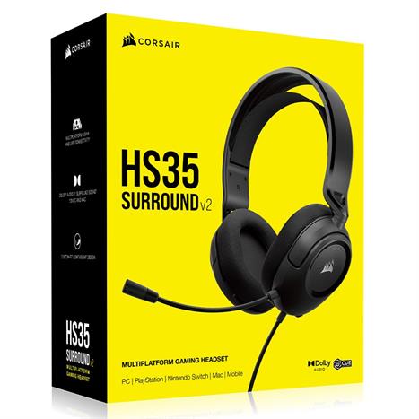 Tai nghe có dây chụp tai Gaming Corsair HS35 Surround V2 Carbon Carbon