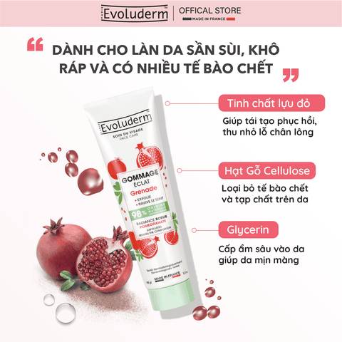 Tẩy Tế Bào Chết Evoluderm Trẻ Hóa Da Chiết Xuất Lựu Đỏ Fullsize