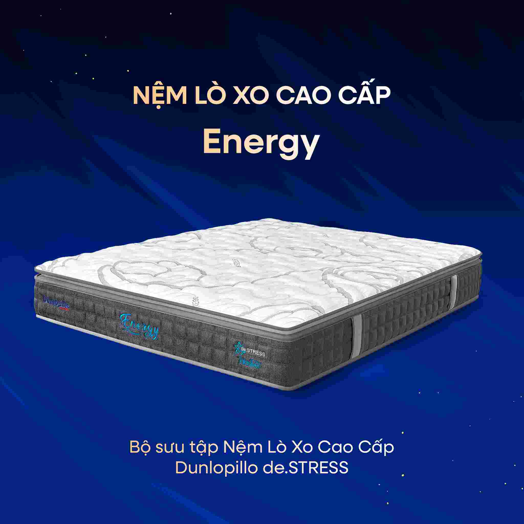 Nệm lò xo Dunlopillo de.Stress Energy cách ly chuyển động dày 28cm