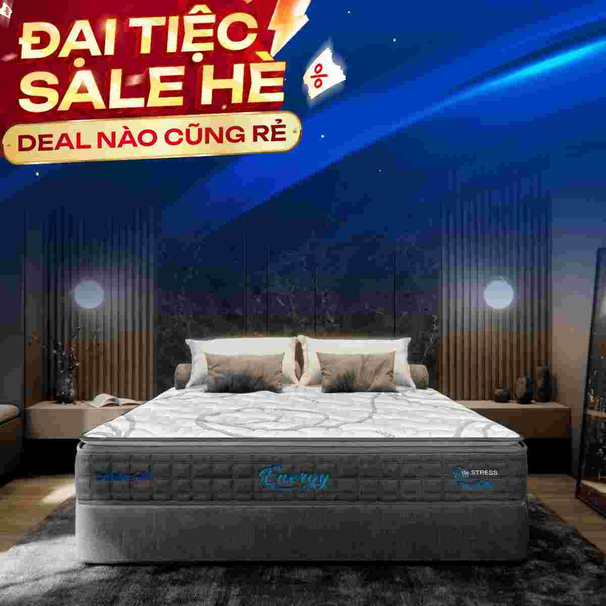 Nệm lò xo Dunlopillo de.Stress Energy cách ly chuyển động dày 28cm
