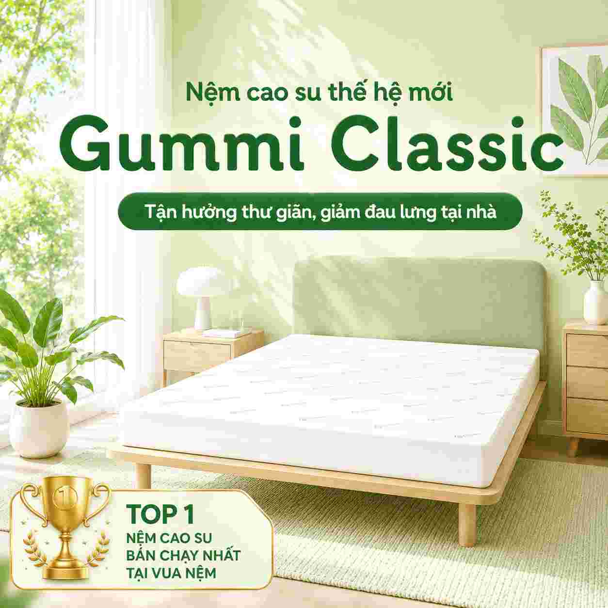 Nệm cao su thiên nhiên Gummi Classic thế hệ mới dày 10cm