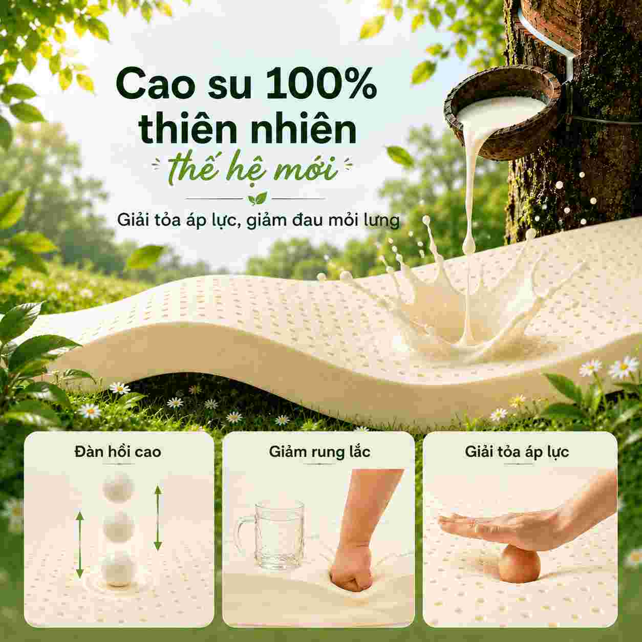 Nệm cao su thiên nhiên Gummi Classic thế hệ mới dày 10cm