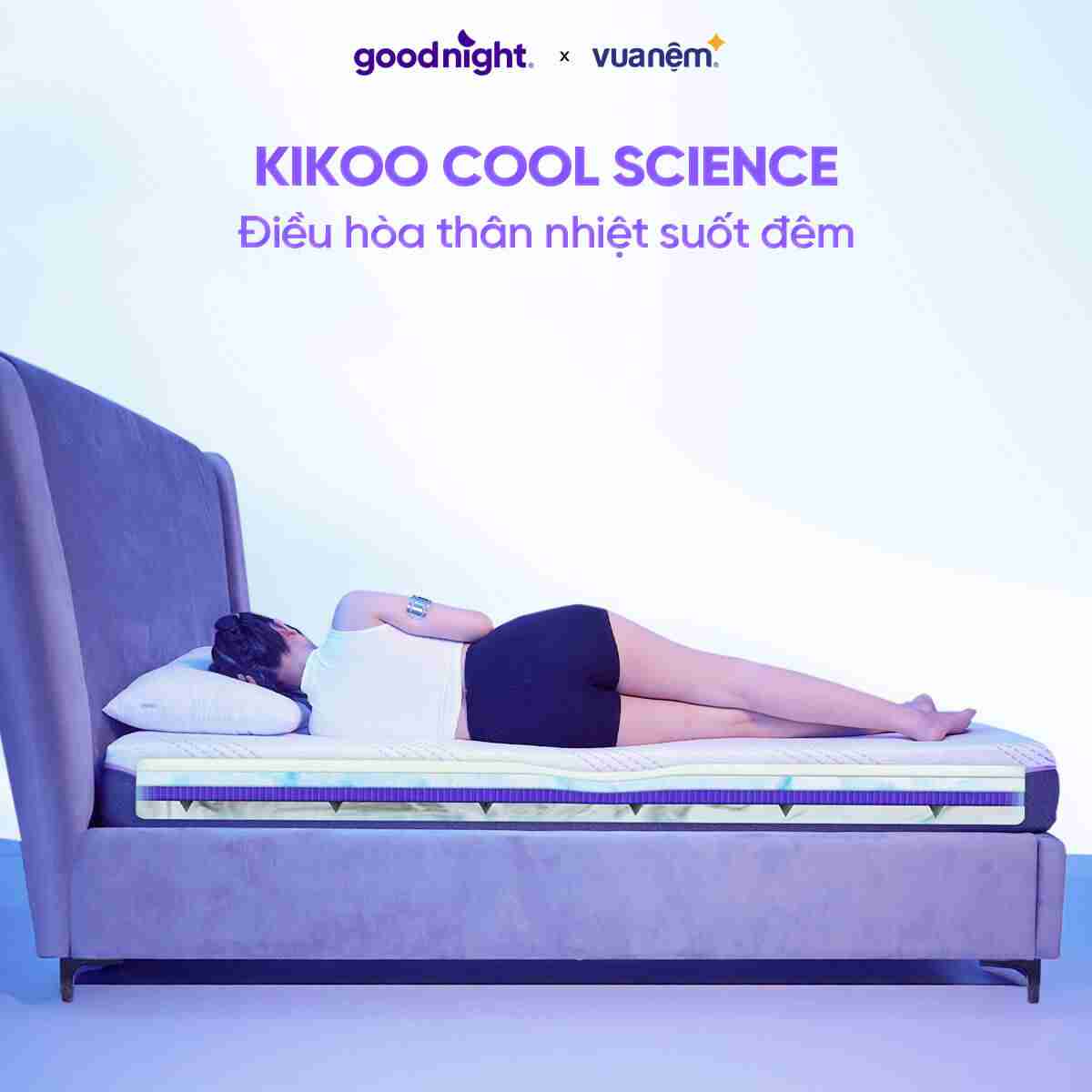 Nệm foam Goodnight Active Hybrid công nghệ Kikoo mát lạnh từ Đức dày 20cm
